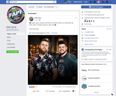 Prefeitura denuncia suposto golpe de sorteio de acesso a camarim de dupla sertaneja na FAPI