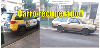 Carro furtado em Ourinhos na última sexta-feira, 17, é encontrado em cidade do Paraná 