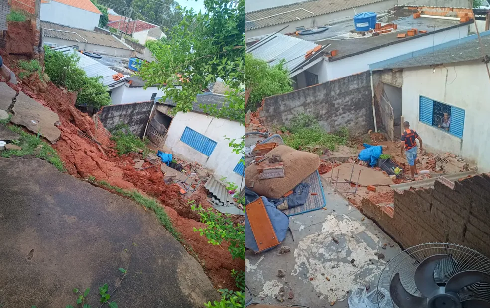 Temporal derruba muro sobre casas e deixa famílias desabrigadas na região 