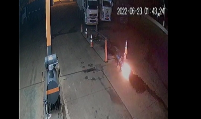 Posto de combustíveis sofre atentado e princípio de incêndio em Salto Grande; vídeo 
