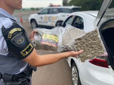 Polícia Rodoviária apreende carro com 12 pacotes com skunk, a Super Maconha em Ourinhos 