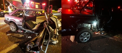 Acidente entre carro e caminhonete deixa feridos na BR-153 