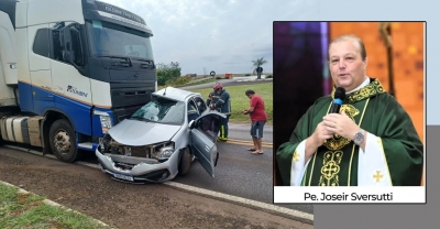 Padre fica gravemente ferido após colidir contra caminhão no norte do Paraná 