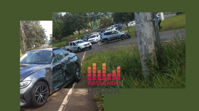 Veículos colidem em rotatória de acesso ao trevo da Raposo Tavares em Ourinhos 