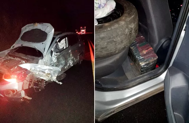 Polícia encontra mais de 300 kg de maconha em carro abandonado após acidente em rodovia na região 