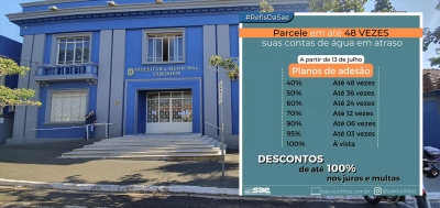 Prefeitura de Ourinhos e SAE lançam Refis com até 100% de desconto em juros e multas de contas atrasadas