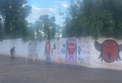 Dupla é detida acusada de pichar muro em Salto Grande 