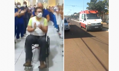 Socorrista do SAMU que se curou da Covid-19 deixa hospital sob aplauso em Santa Cruz do Rio Pardo
