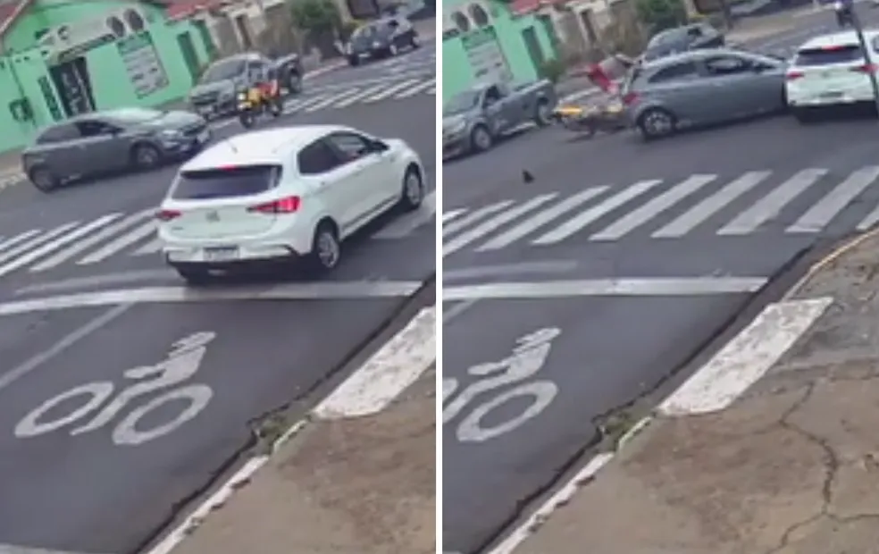 Motociclista fica em estado grave após acidente em cruzamento de Bauru; vídeo 