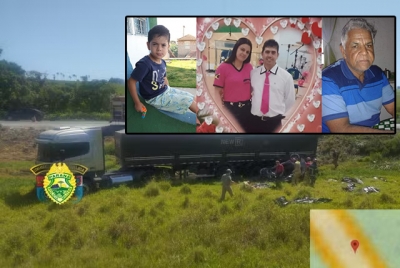 Criança de cinco anos e mais três pessoas morrem em acidente entre carro e caminhão em Santo Antônio da Platina 