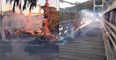 Polícia do Paraná conclui que incêndio que destruiu parte de ponte pênsil entre Chavantes e Ribeirão Claro foi criminoso