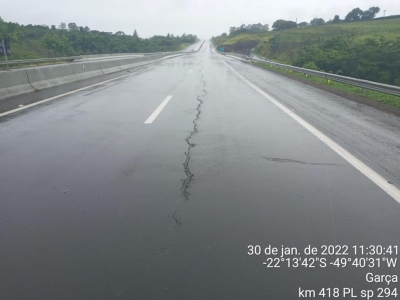 Fissuras na pista interditam rodovia na região 
