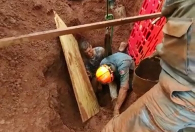 Trabalhador soterrado em canteiro de obras sai ileso após ser salvo por colegas na região 