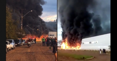 Fábrica de botas e roupas para motoqueiros pega fogo em cidade próxima no Paraná
