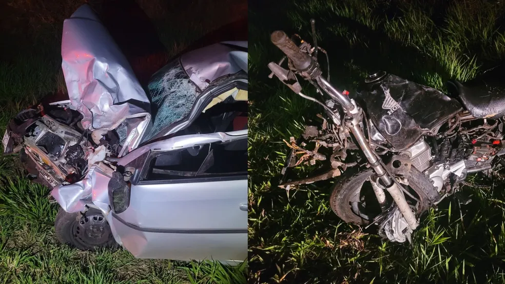 Casal morre após acidente entre carro e moto em estrada vicinal na região