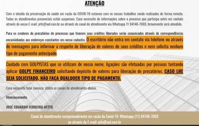 OAB de Ourinhos faz alerta para golpe financeiro com a utilização de nome de advogado da cidade
