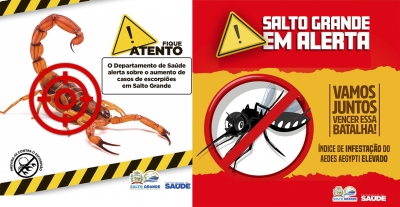Salto Grande alerta para infestação do Aedes Aegypti e aumento de registros e acidentes com escorpiões 